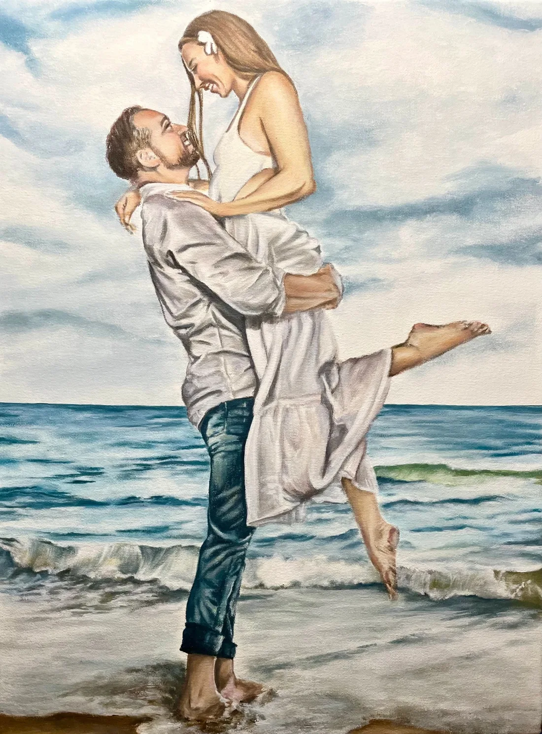 Family portrait painting in acrylic